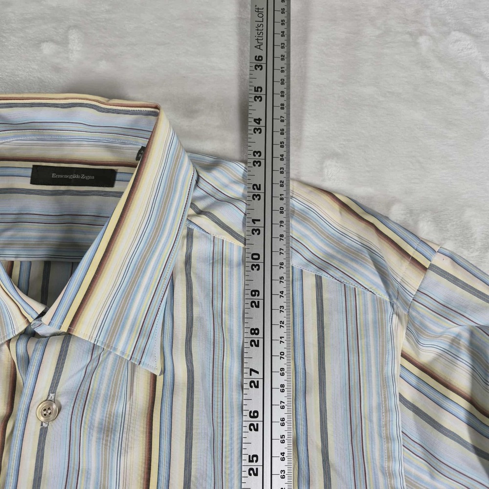 Ermenegildo Zegna Button Down Shirt Men's XL Long Sleeve Striped 100% Cotton NWT - Picture 3 of 8